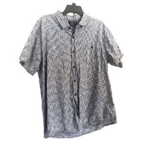 Rebels & Nomads Men's Blue Space Dye Plaid Cotton Button Up Shirt Size XL